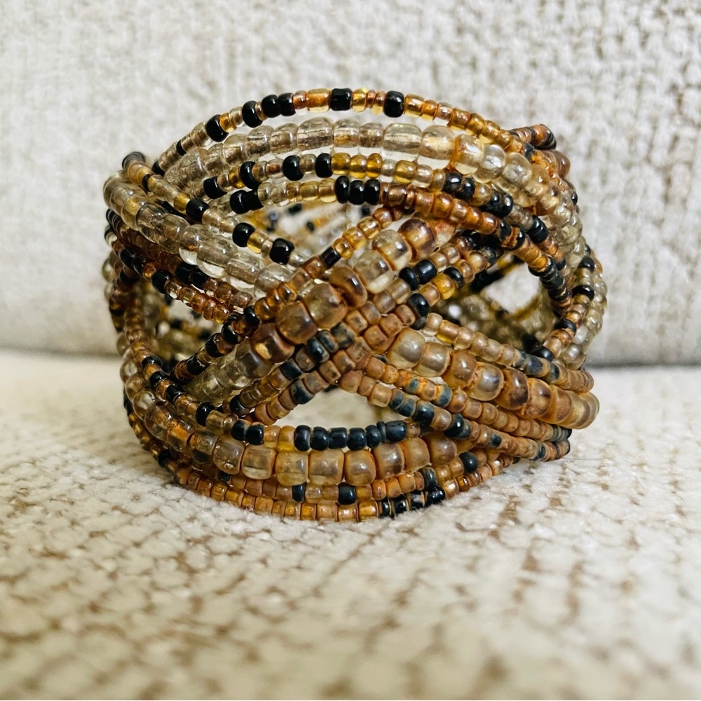 Vintage Beaded Beaded Bracelet in Brown and Black brown - Picture 3 of 8